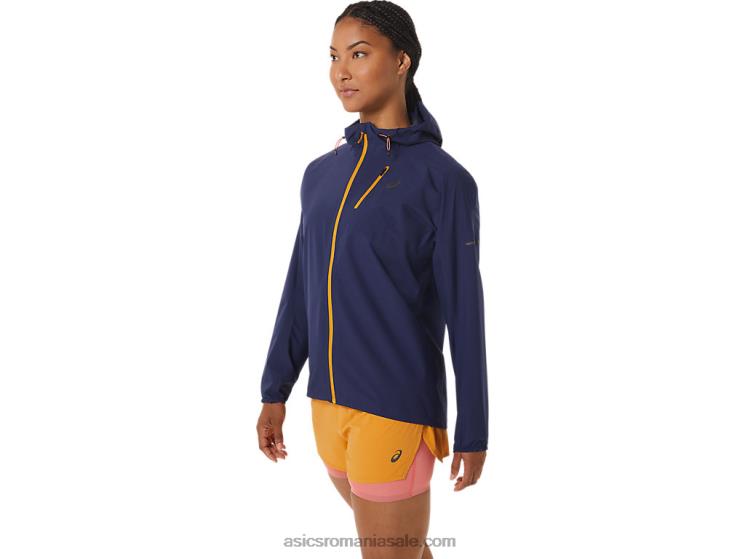 Asics albastru indigo/furtună de nisip geacă impermeabilă fujitrail pentru femei ZF4642535