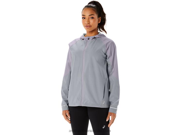 Asics gri piemont/violet dusk jachetă impermeabilă pentru femei ZF4642328