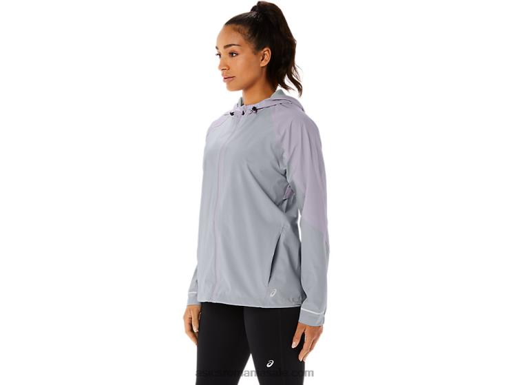 Asics gri piemont/violet dusk jachetă impermeabilă pentru femei ZF4642328
