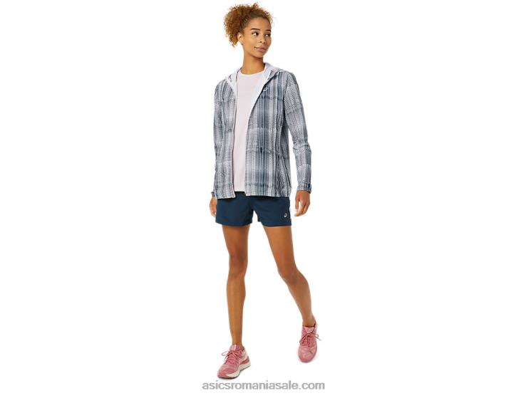 Asics imprimeu albastru francez/abia trandafir jachetă grafică gata de damă ZF4643480