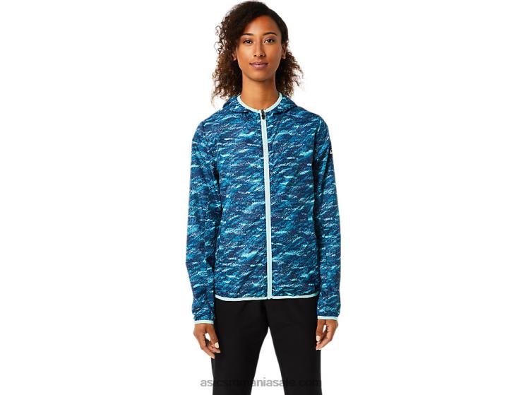 Asics imprimeu teal/gheață proaspătă geaca de dama impachetabila ZF4643852