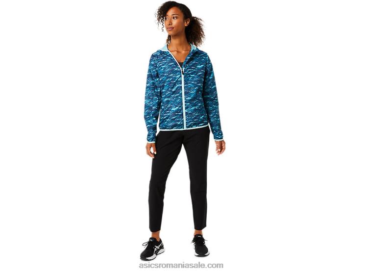 Asics imprimeu teal/gheață proaspătă geaca de dama impachetabila ZF4643852