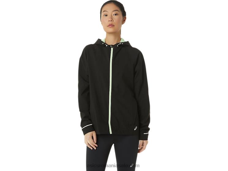Asics negru de performanță/verde șoaptă jachetă impermeabilă pentru femei ZF4642168