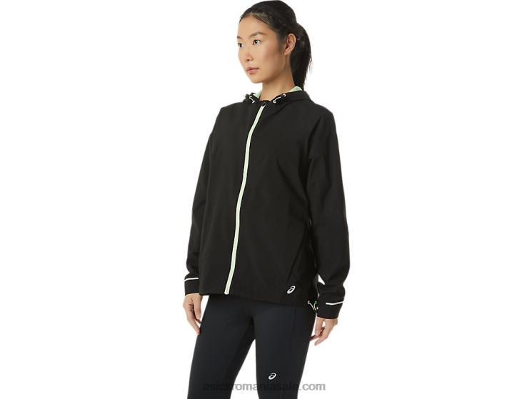 Asics negru de performanță/verde șoaptă jachetă impermeabilă pentru femei ZF4642168
