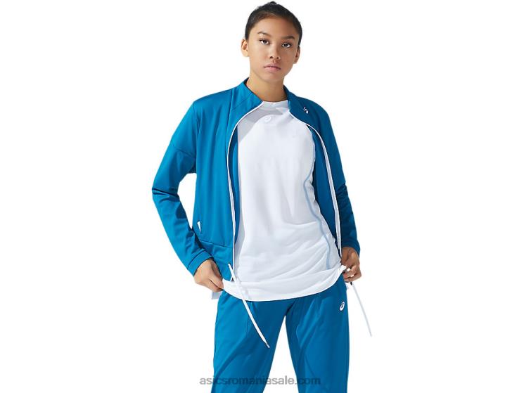 Asics teal de mare adâncime/alb strălucitor jachetă de tenis de damă ZF4643781
