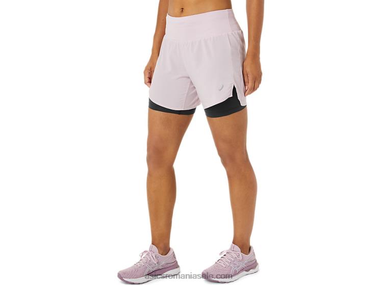 Asics abia roz/negru de performanță drum feminin 2-n-1 5.5in scurt ZF4643487