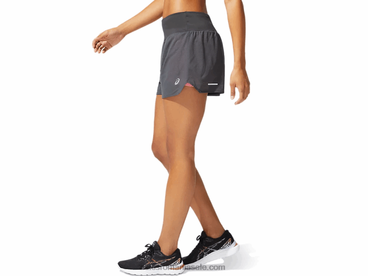 Asics gri grafit/petală piersică ventilație pentru femei 2-n-1 3.5in scurt ZF4643975