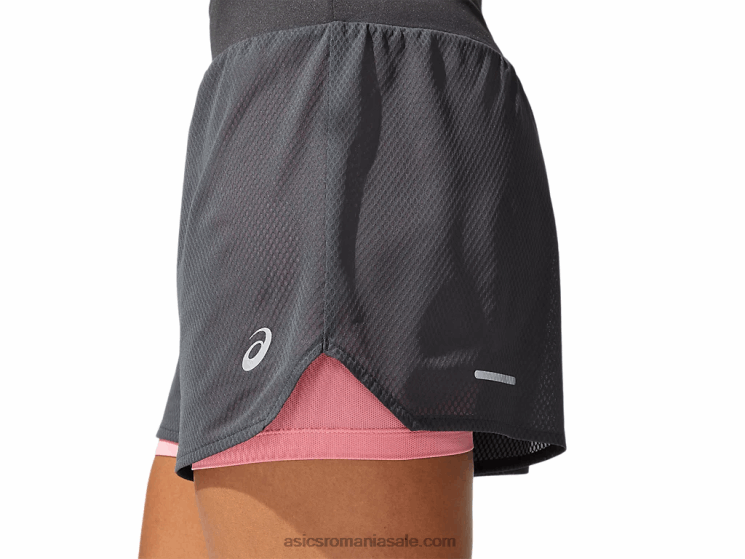 Asics gri grafit/petală piersică ventilație pentru femei 2-n-1 3.5in scurt ZF4643975