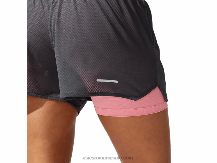 Asics gri grafit/petală piersică ventilație pentru femei 2-n-1 3.5in scurt ZF4643975