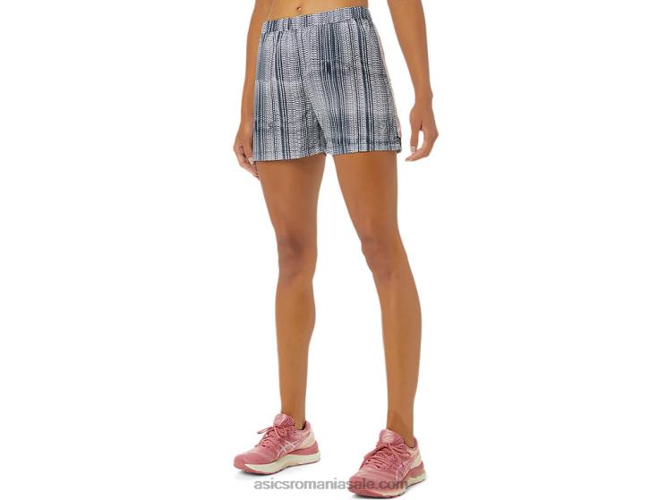 Asics imprimeu albastru francez/abia trandafir pantalon scurt grafic de 3 inci, pregătit pentru damă ZF4643474