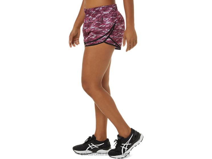 Asics imprimeu deep mars/negru damă pr lyte 2.5in run short ZF4643702