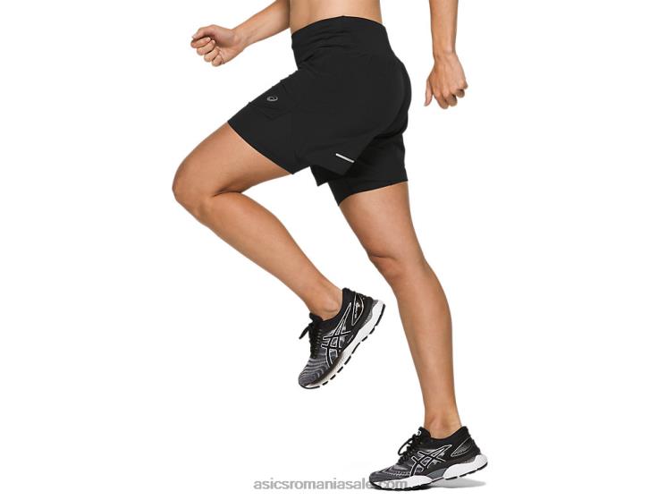 Asics negru de performanță drum feminin 2-n-1 5.5in scurt ZF4643787