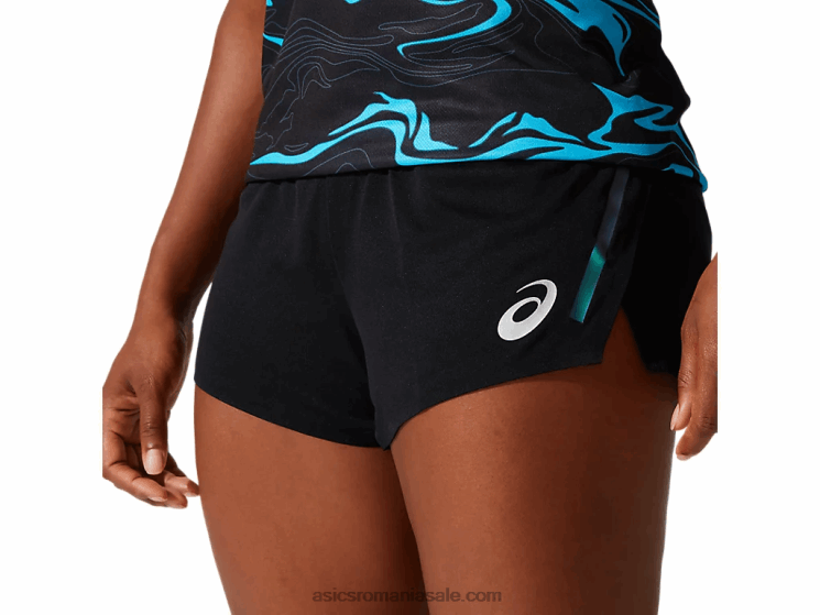 Asics negru de performanță scurtă de damă din tricot ușor ZF4644068