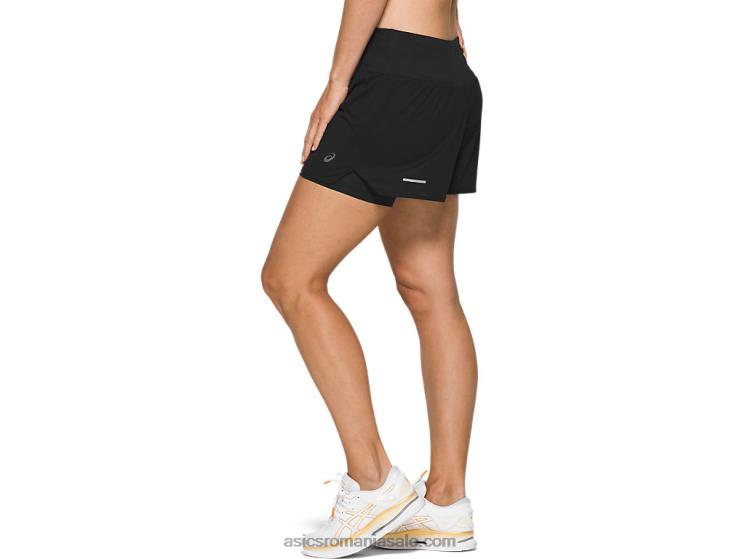 Asics negru de performanță ventilație pentru femei 2-n-1 3.5in scurt ZF4644134