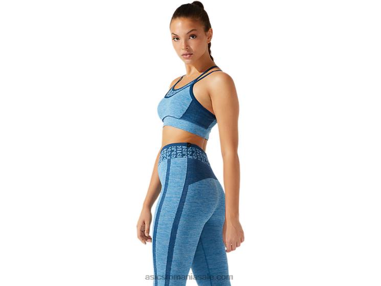 Asics albastru renăscut/albastru mako sutien fără cusături cu logo decupat pentru damă ZF4643941