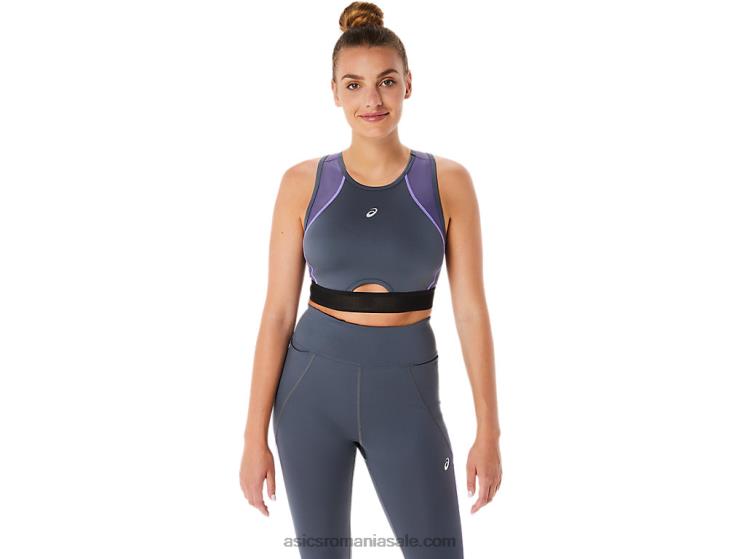 Asics gri purtător sutien de antrenament cu panouri din plasă pentru femei ZF4642289
