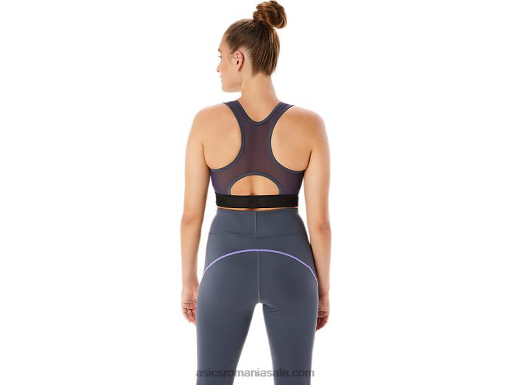 Asics gri purtător sutien de antrenament cu panouri din plasă pentru femei ZF4642289