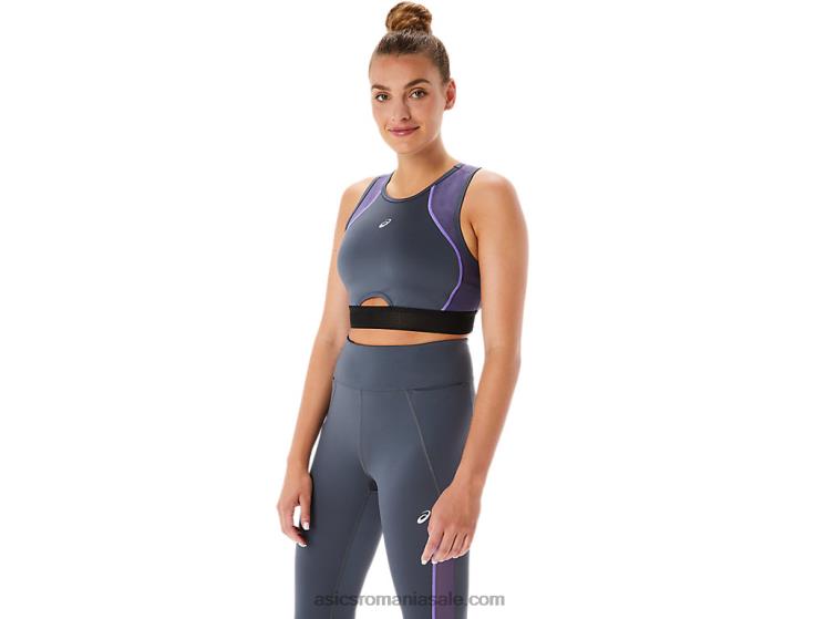 Asics gri purtător sutien de antrenament cu panouri din plasă pentru femei ZF4642289