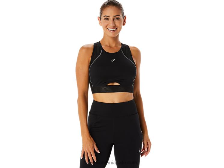Asics negru de performanță sutien de antrenament cu panouri din plasă pentru femei ZF4642303