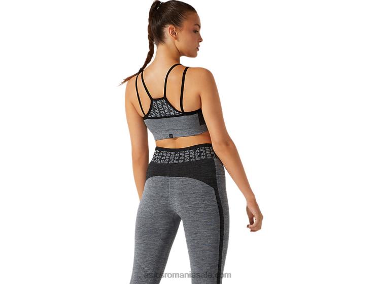 Asics negru performant/gri grafit sutien fără cusături cu logo decupat pentru damă ZF4643928
