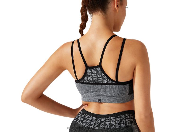 Asics negru performant/gri grafit sutien fără cusături cu logo decupat pentru damă ZF4643928