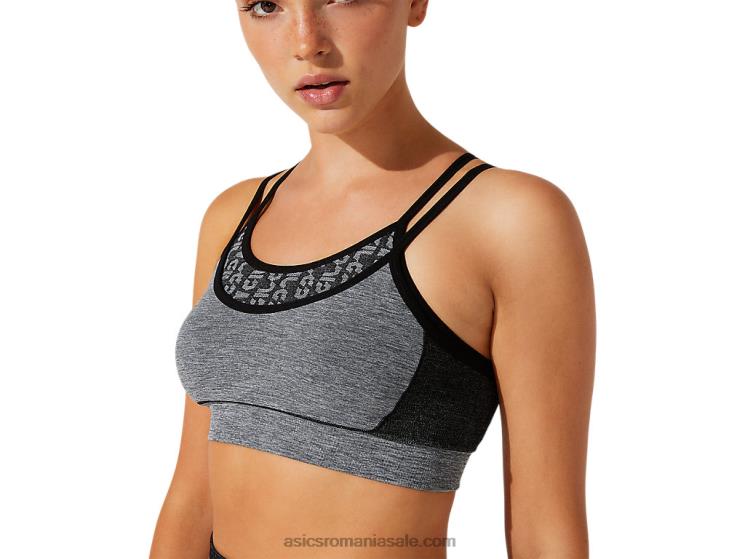Asics negru performant/gri grafit sutien fără cusături cu logo decupat pentru damă ZF4643928