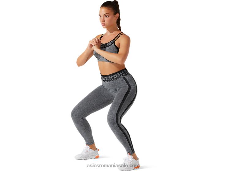 Asics negru performant/gri grafit sutien fără cusături cu logo decupat pentru damă ZF4643928
