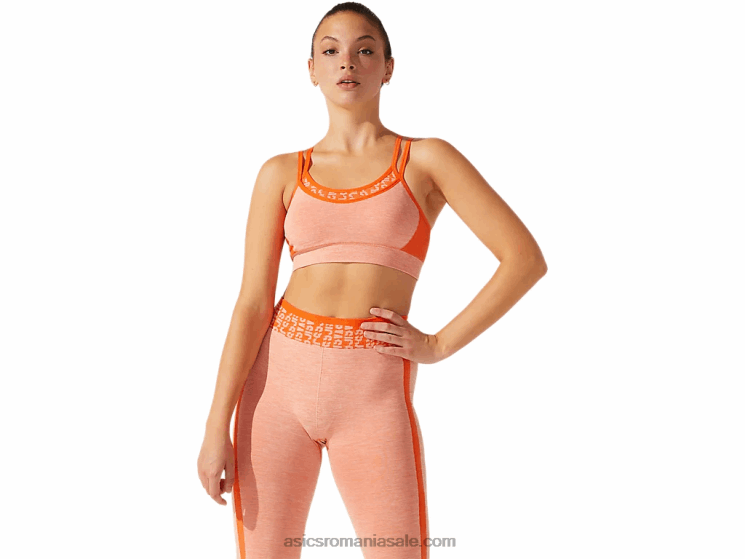 Asics portocala galbenele/piersica soarelui sutien fără cusături cu logo decupat pentru damă ZF4643927