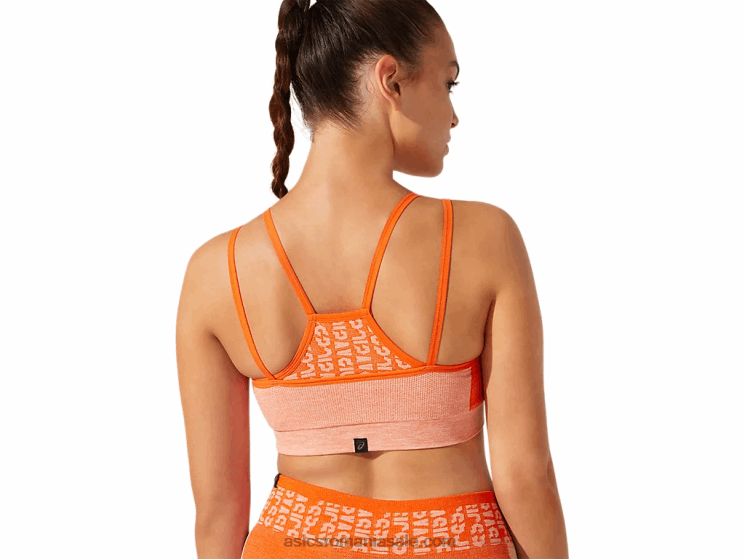 Asics portocala galbenele/piersica soarelui sutien fără cusături cu logo decupat pentru damă ZF4643927