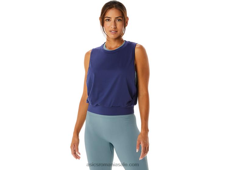 Asics albastru indigo top fără mâneci nagino flex pentru femei ZF4642145