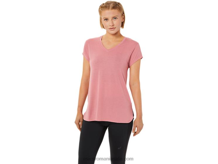 Asics Smokey Rose Heather top de damă negru cu decolteu în v ZF4643838