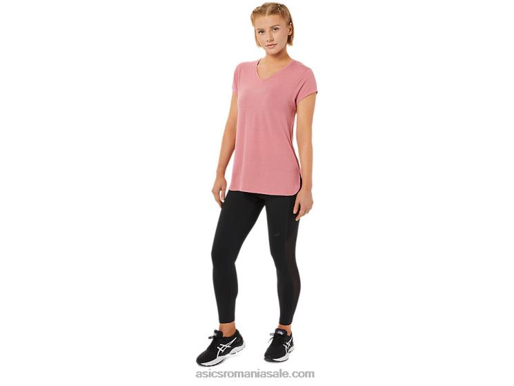 Asics Smokey Rose Heather top de damă negru cu decolteu în v ZF4643838