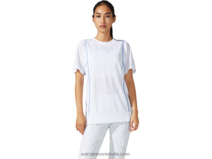 Asics alb strălucitor/ceață noul top strong 92 cu mânecă scurtă pentru femei ZF4643790
