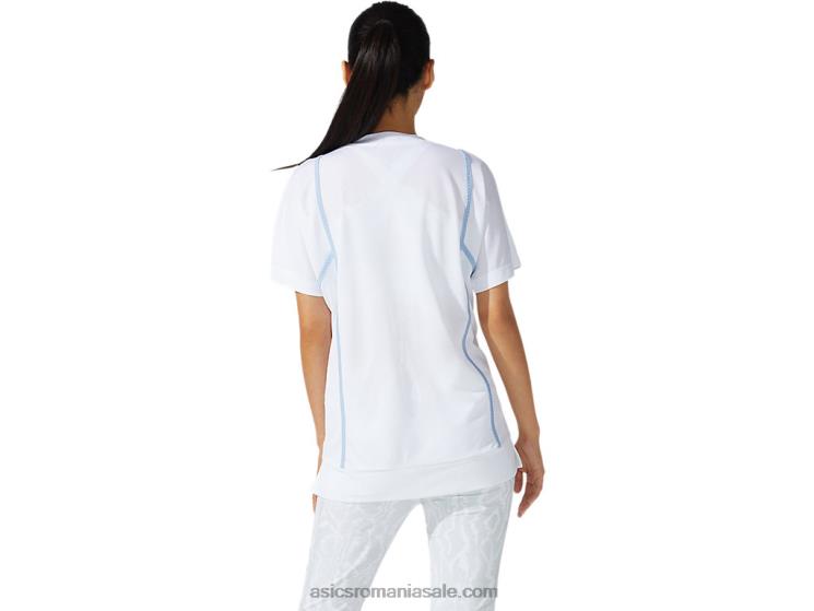 Asics alb strălucitor/ceață noul top strong 92 cu mânecă scurtă pentru femei ZF4643790