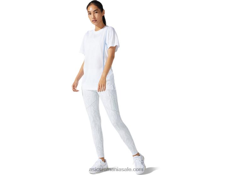 Asics alb strălucitor/ceață noul top strong 92 cu mânecă scurtă pentru femei ZF4643790