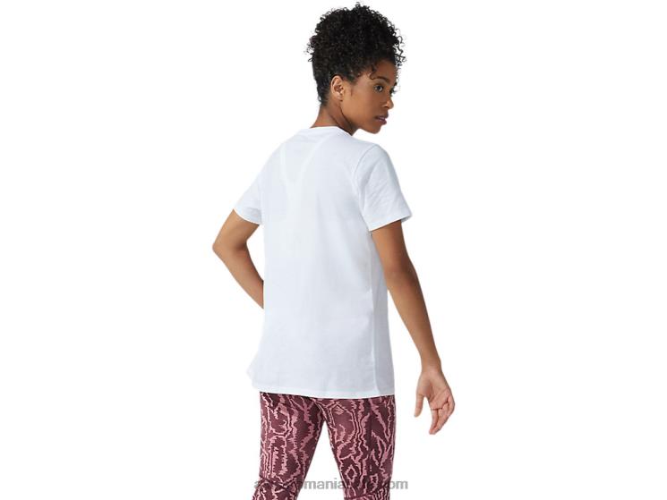Asics alb strălucitor/coral aprins noul tricou grafic strong 92 pentru femei ZF4643782