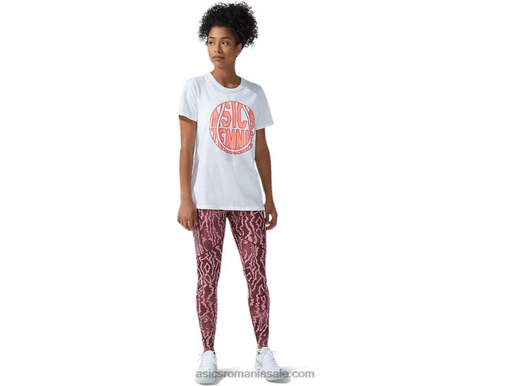 Asics alb strălucitor/coral aprins noul tricou grafic strong 92 pentru femei ZF4643782