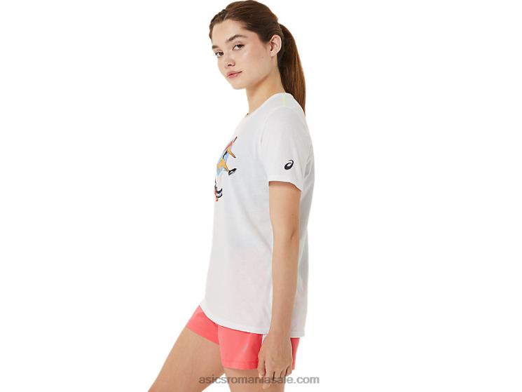 Asics alb strălucitor mânecă scurtă grafică damă care ZF4643215