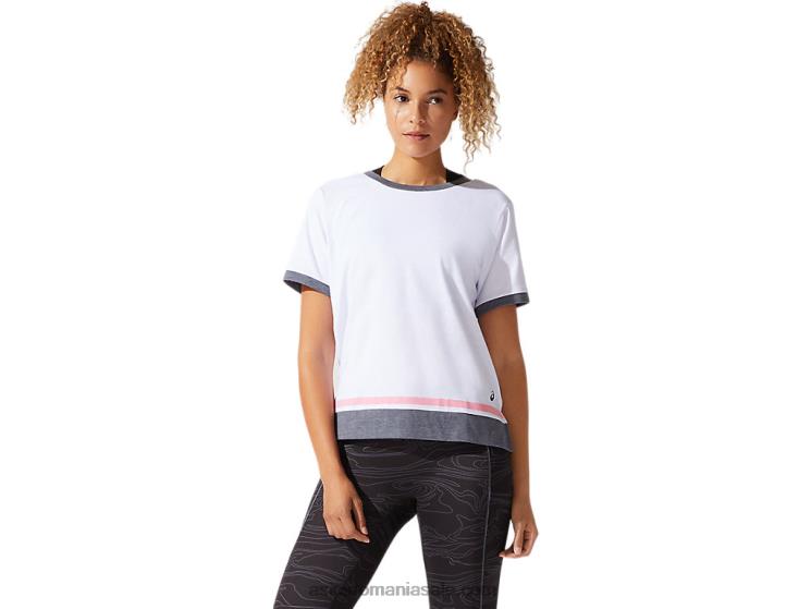Asics alb strălucitor/petală de piersică top de damă cu mânecă scurtă color block ZF4643978
