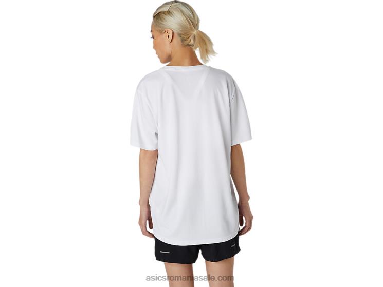 Asics alb strălucitor top cu mânecă scurtă cu imprimeu logo ZF4641758