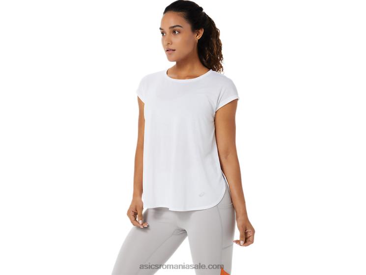 Asics alb strălucitor top cu mânecă scurtă de damă ZF4643381