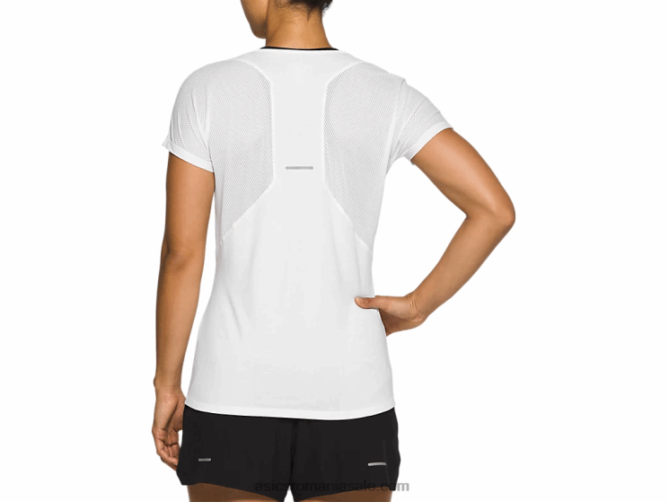 Asics alb strălucitor top de damă cu mânecă scurtă cu decolteu în V ZF4644141
