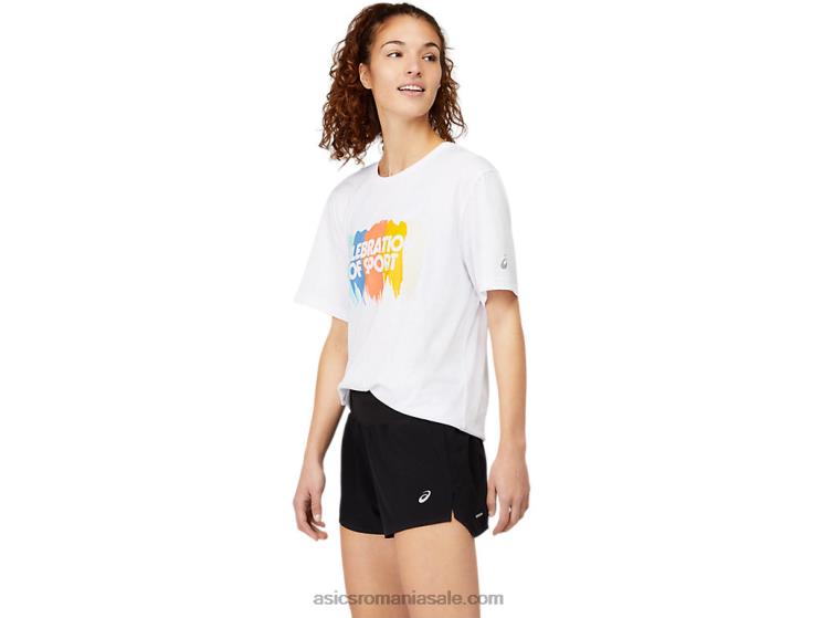 Asics alb strălucitor top grafic cu maneca scurta ZF4641756