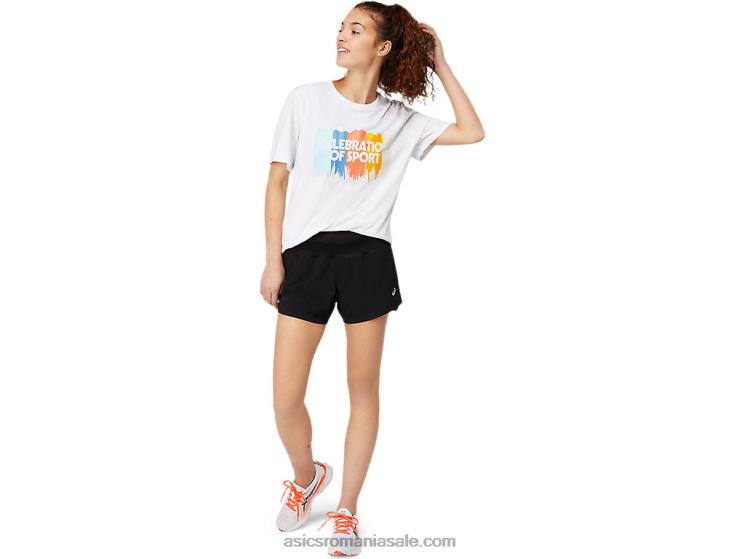 Asics alb strălucitor top grafic cu maneca scurta ZF4641756