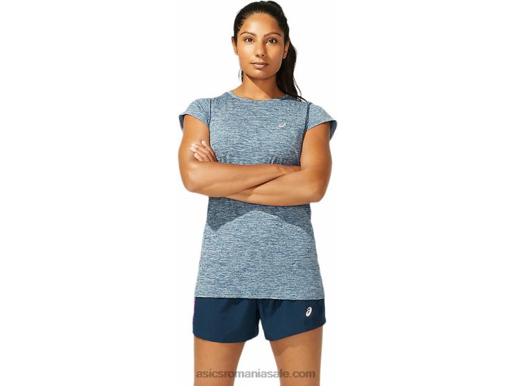 Asics albastru francez top cu mânecă scurtă fără cusături pentru femei ZF4644040