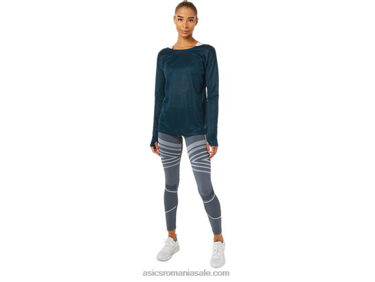Asics albastru francez top de damă cu mânecă lungă cu spatele deschis ZF4643378