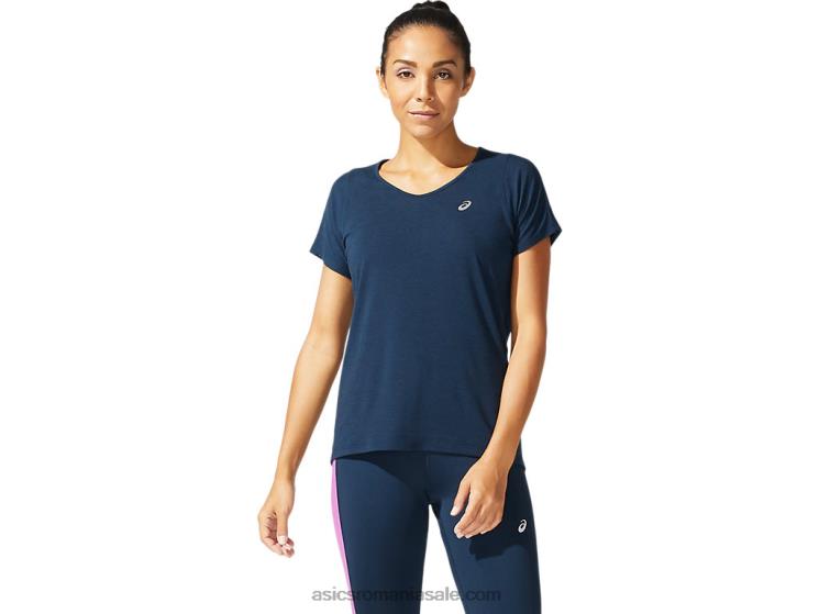 Asics albastru francez top de damă cu mânecă scurtă cu decolteu în V ZF4644044