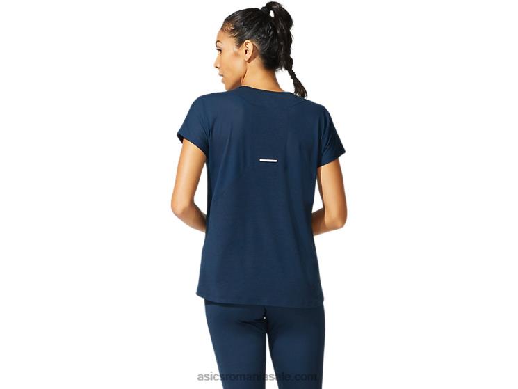 Asics albastru francez top de damă cu mânecă scurtă cu decolteu în V ZF4644044