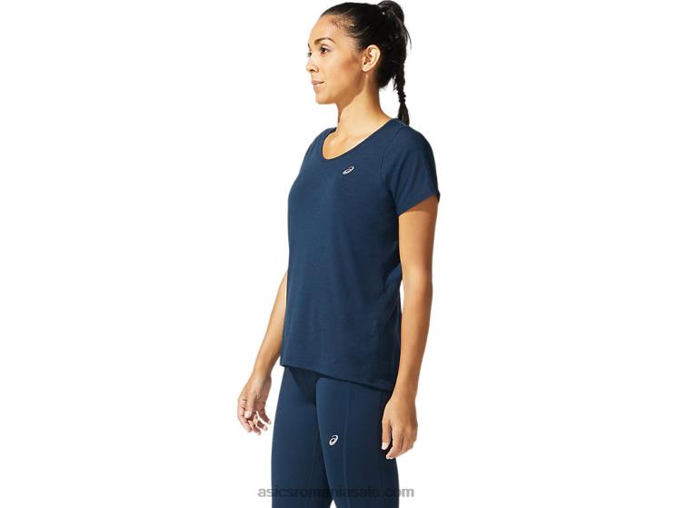 Asics albastru francez top de damă cu mânecă scurtă cu decolteu în V ZF4644044