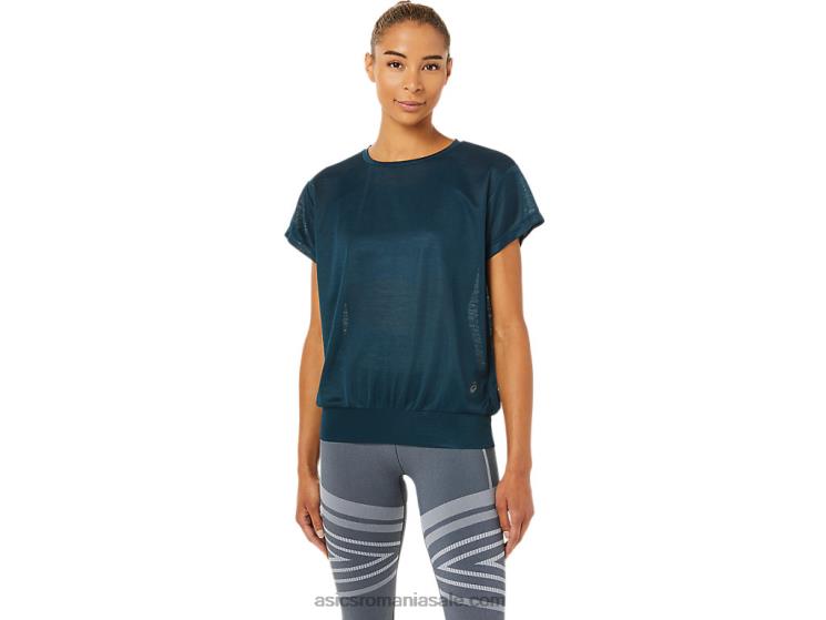 Asics albastru francez top de damă cu mânecă scurtă cu spatele deschis ZF4643363